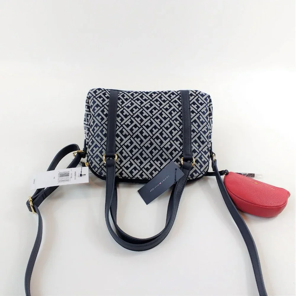 Tommy Hilfiger Navy White Satchel & Wristlet MSRP $146